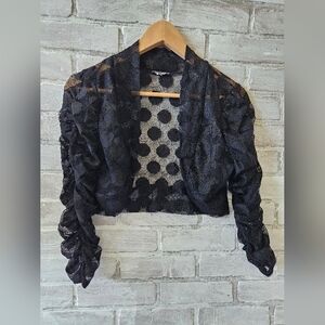 Black Polka Dot Mesh Shrug